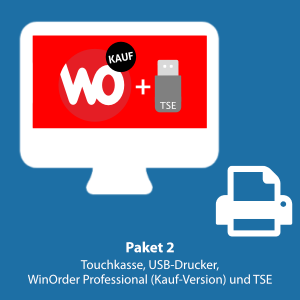 Paket 2: WinOrder Professional (Kauf-Version) inkl. Touchkasse, USB-Bondrucker und SwissBit TSE