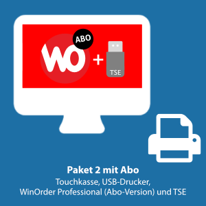 Paket 2: WinOrder Professional (ABO-Version) inkl. Touchkasse, USB-Bondrucker und SwissBit TSE